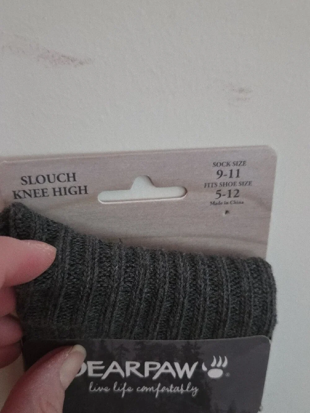 BearPaw Womens Ribbed Slouch Knee High Socks in Charcoal and Black...NWT